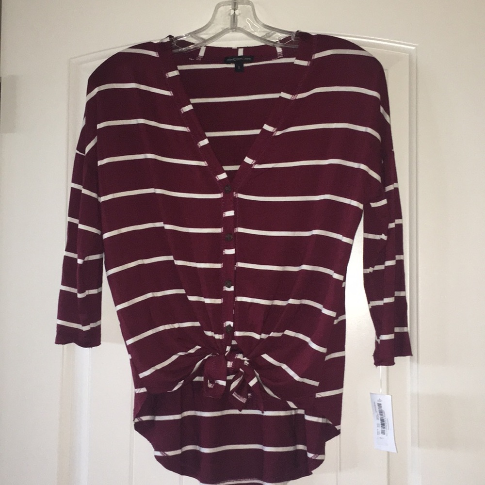 NWT maroon and white striped top